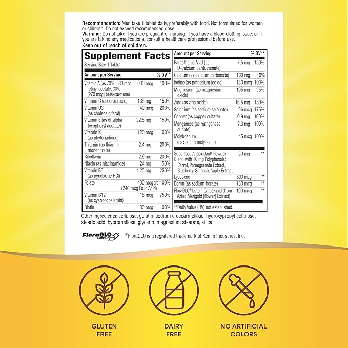 Nature's Way Alive! Men's Complete Multivitamin, Supports Energy Metabolism & Muscle Function*, B-Vitamins, Superfood Antioxidants**, Gluten-Free, 50 Tablets (Packaging May Vary)