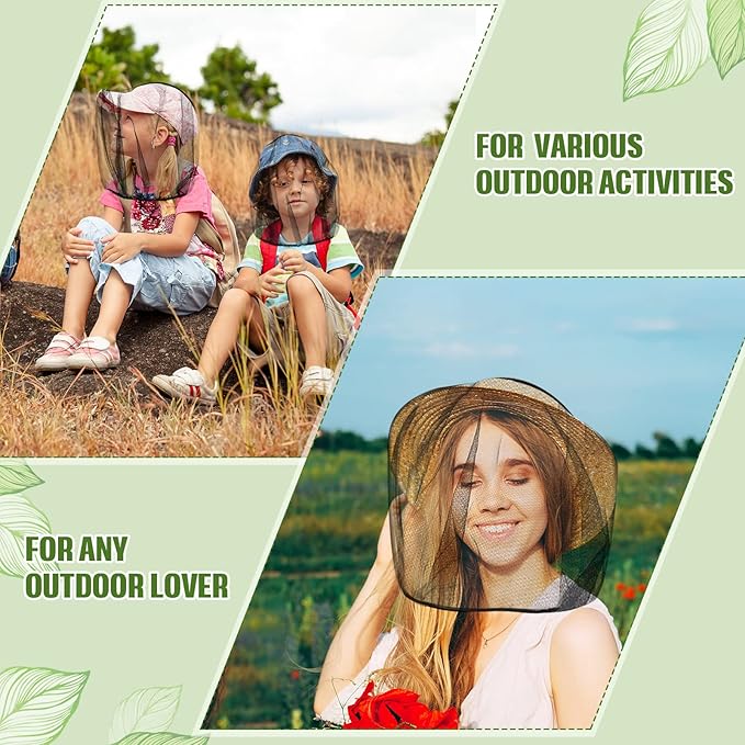 Sintege 18 Pcs Mosquito Head Net Black Mosquito Mesh Net Face Neck Fly Netting Hood Protecting Net Cover Wearable Mosquito Face Net for Bugs Insect Mosquito Net Hat for Outdoor Hiking Camping Walking