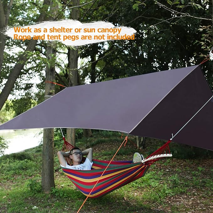 REDCAMP Large Waterproof Camping Tarp Lightweight, Multifunctional Insulated Tent Footprint for Camping Hiking Backpacking, Grey 118"x165"