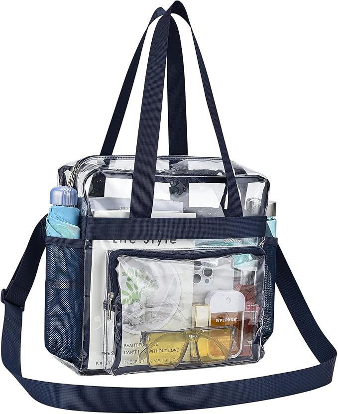 USPECLARE Clear Tote Stadium Approved, Security Travel & Gym Clear Bag for Work Sports Games Concerts