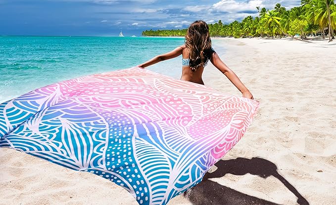 AISPARKY Beach Blanket Waterproof Sandproof, Oversized Large Beach Mat 79" X 83"/120"x108" for 1-8 Adults, Quick Drying&Compact&Lightweight, Picnic Mat Vacation Essentials for Beach Camping Travel