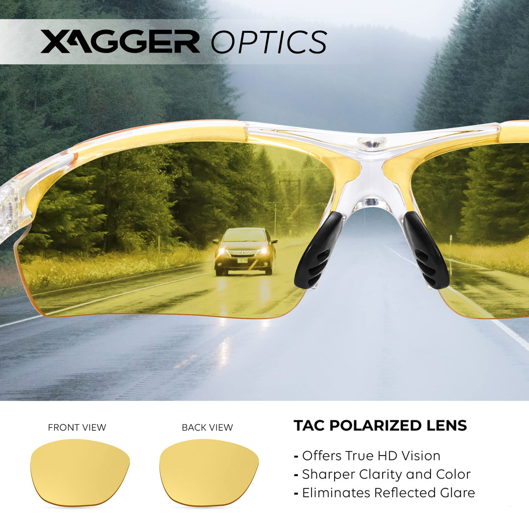 Xagger Polarized Wrap Around Sport Sunglasses for Men Women UV400 Baseball Softball Running Cycling Glasses