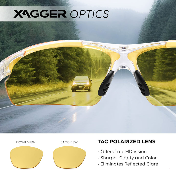 Xagger Polarized Wrap Around Sport Sunglasses for Men Women UV400 Baseball Softball Running Cycling Glasses