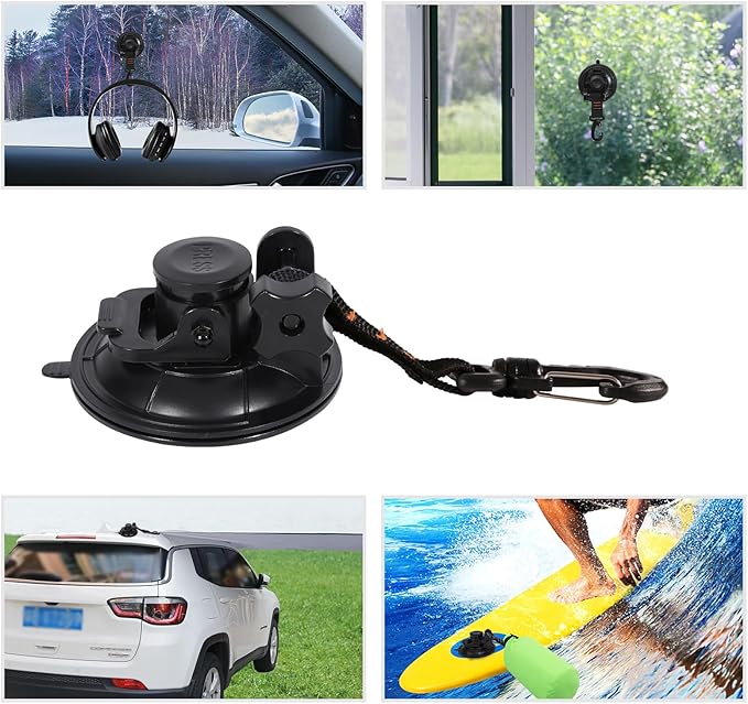REDCAMP 4Pcs Heavy Duty Suction Cup Anchor for Glass Window Suction Hooks Strong Vacuum Suction Cups with Securing Hook Tie Down, Camping Tarp Accessory as Car Side Awning