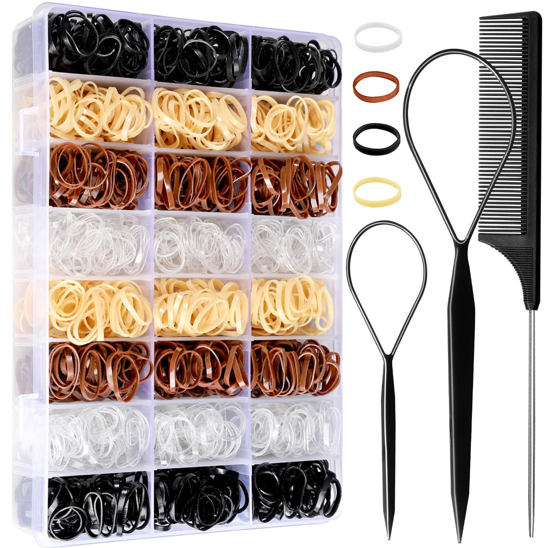 Ygdz Hair Ties, 1500Pcs Mini Elastic Hair Bands With Organizer Box, Clear Hair Ties, Hair Accessories Set For Girls, Women, Neut