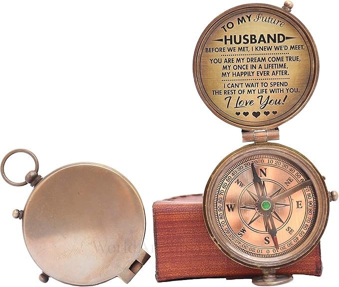 Engraved Compass, Gift for Husband,Anniversary,Wedding Gift for Him, Long Distance Boyfriend Gift, Fiance Gift I Miss You Long Distance Relationship Gift Boyfriend Gift