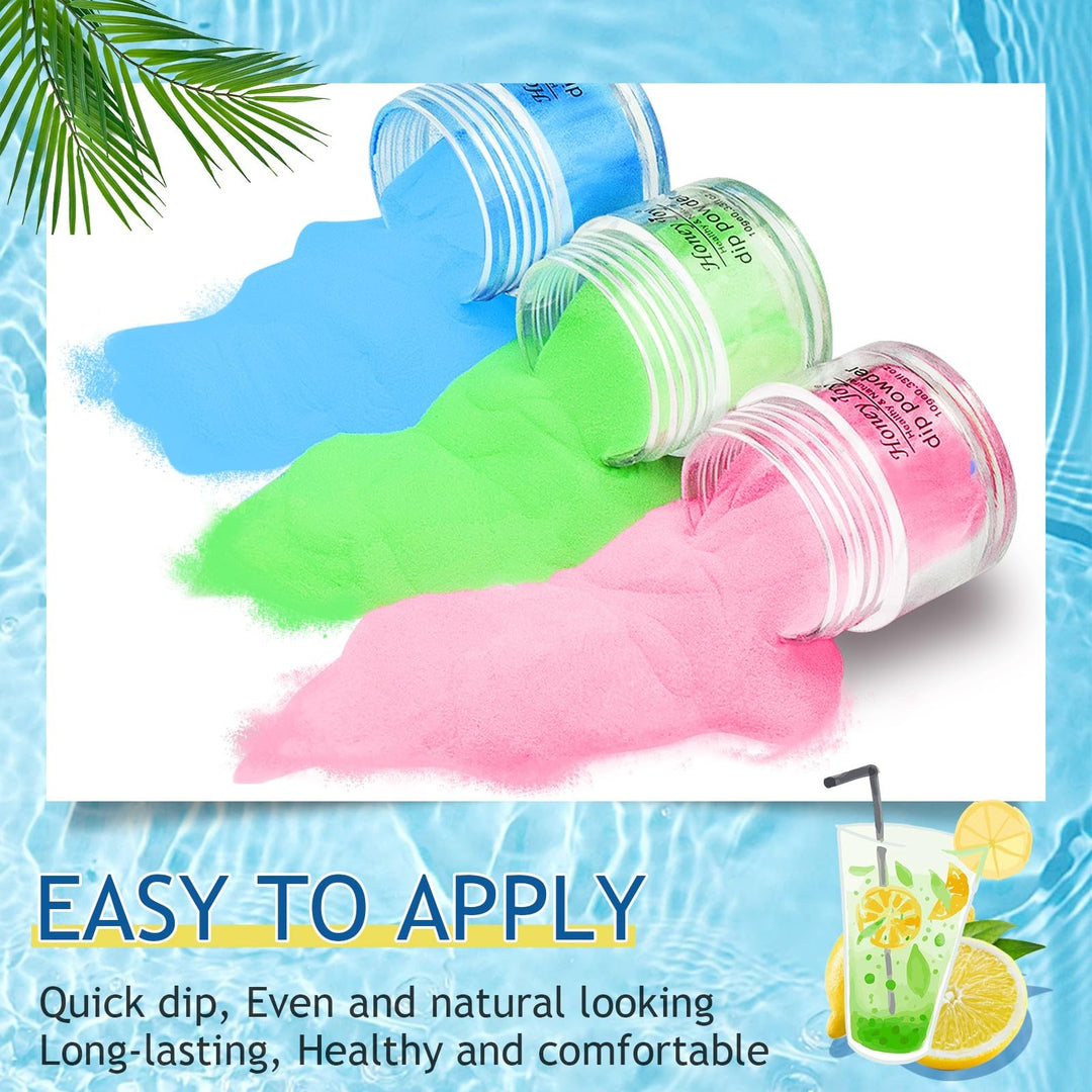 Honey Joy 8pcs/set Fine Dipping Powder Dip Kit Powder Nail Color System, Orange Green Yellow Red Purple Dark Blue, Like Gel Polish Effect, Even & Smooth Finishing (Dip-8pcs-02)