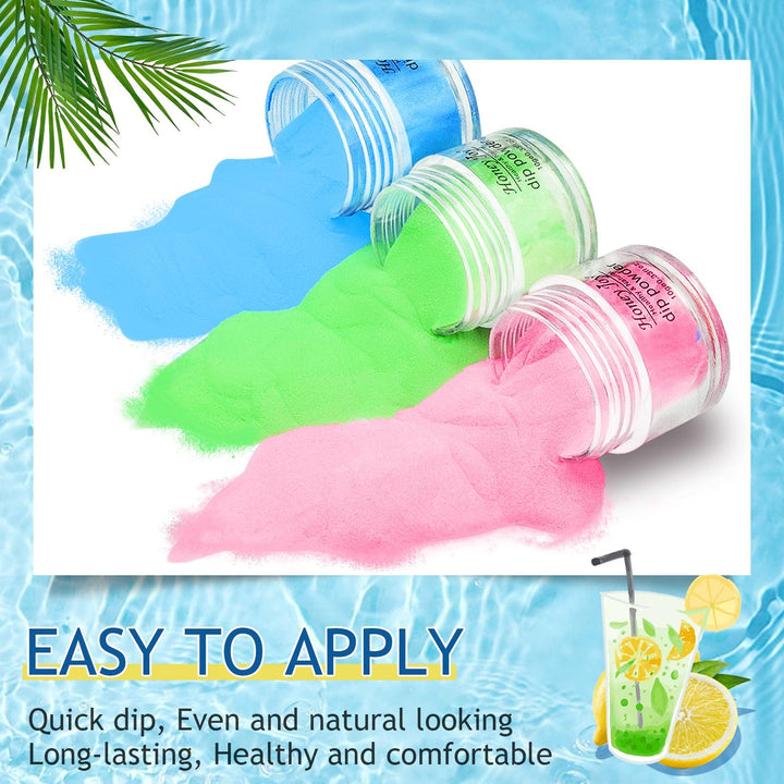 Honey Joy 8pcs/set Fine Dipping Powder Dip Kit Powder Nail Color System, Orange Green Yellow Red Purple Dark Blue, Like Gel Polish Effect, Even & Smooth Finishing (Dip-8pcs-02)