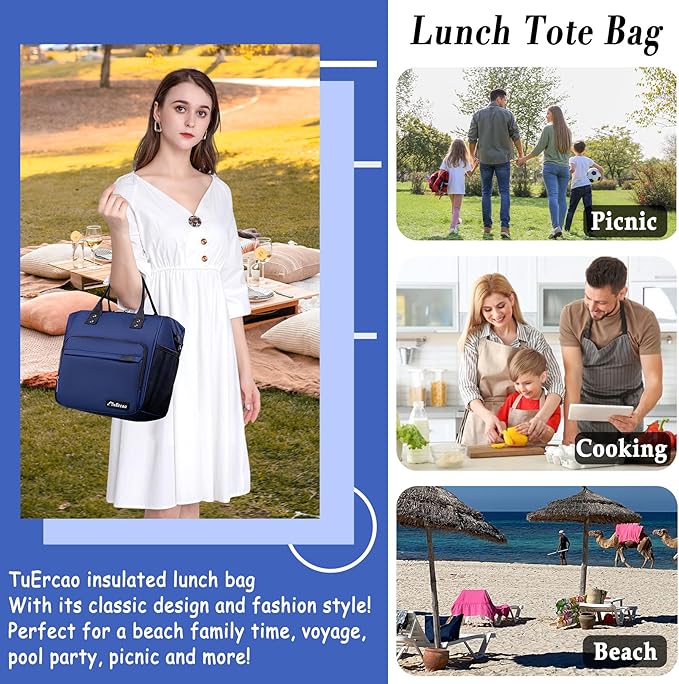 TuErCao Bule Lunch Box for Women Insulated Lunch Bag for Female Adult for Work, Lunch Cooler for Women