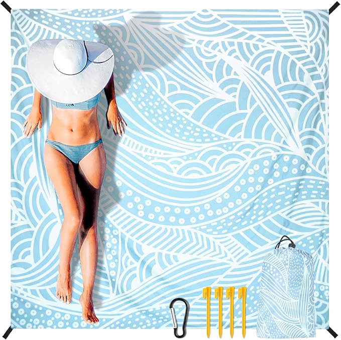 AISPARKY Beach Blanket Waterproof Sandproof Quick Drying Beach Mat Extra Large Outdoor Picnic Blanket for Travel Camping Hiking