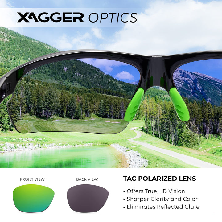 Xagger Polarized Wrap Around Sport Sunglasses for Men Women UV400 Baseball Softball Running Cycling Glasses