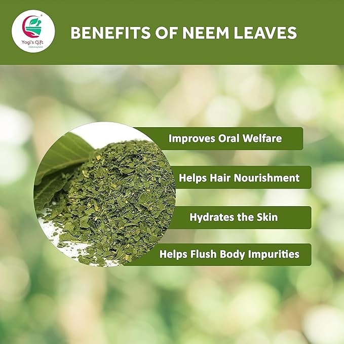 Neem Leaf 4 oz | 100% Natural Detox Neem Tea | Neem Leaves Cut and Sifted | Azadirachta Indica Leaf | Margosa Leaves | Non-GMO, Ethically Sourced | Nim Leaves | by Yogi's Gift®