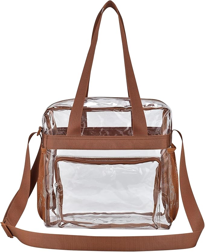 USPECLARE Clear Tote Stadium Approved, Security Travel & Gym Clear Bag for Work Sports Games Concerts