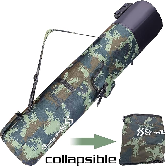 Sougayilang Folding Fishing Rod Case Organizer Pole Storage Bag Rod Reel Tackle Carrier Fishing Rod Bag Fishing Case