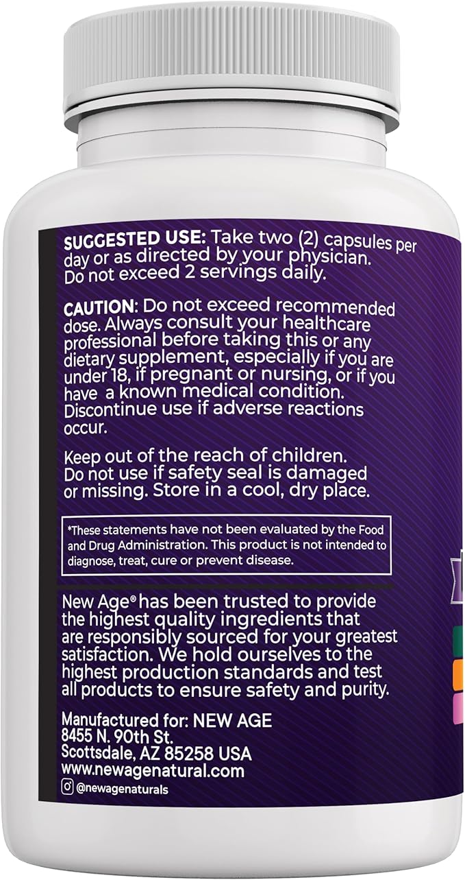 NEW AGE Resveratrol, Berberine, Grape Seed Extract, Quercetin, Polyphenol Supplement for Women and Men with Noni Extract, N-Acetyl Cysteine, Acai Extract - 180 Capsules