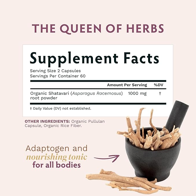 TRIBE ORGANICS Organic Shatavari Herbal Supplement - Hormonal Balance | Women’s Reproductive Health | Lactation | Immune & Inflammatory Support - Non-GMO USDA Organic 120 Vegan Capsules