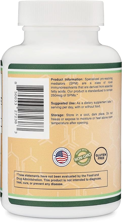 SPM Max (Specialized Pro-Resolving Mediators) 120 Softgels, 500mg (Only Product Standardized and Third Party Tested to Contain Active SPMs, Check The Supplement Fact Panel) by Double Wood