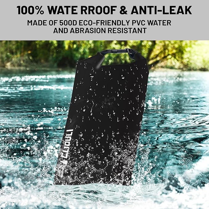 Waterproof Dry Bag,Roll Top Black Small Waterproof Backpack 2L/5L/10L/20L/30L/40L Floating Lightweight Bags for Kayaking, Boating, Fishing, Swimming Camping with Waterproof Phone Case