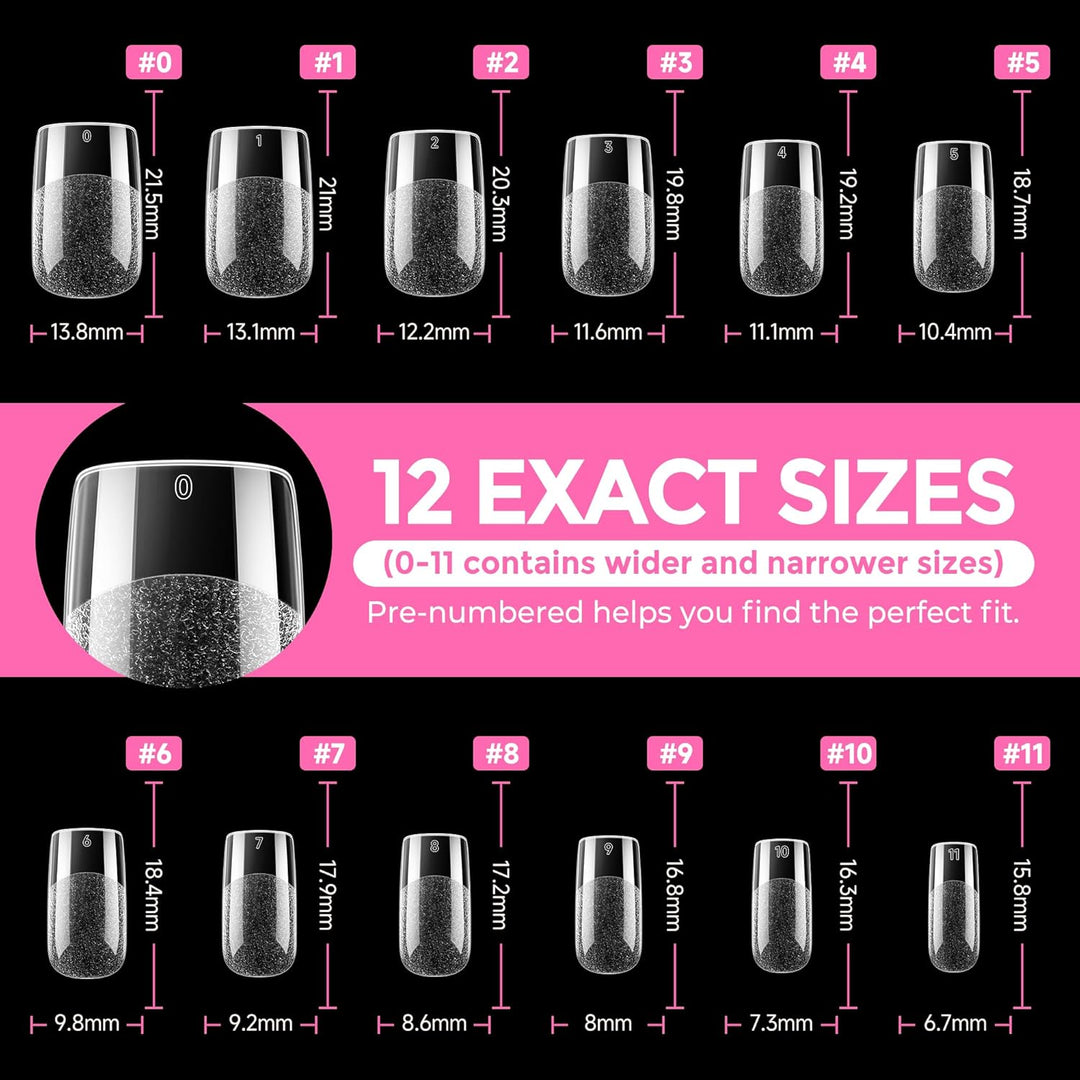 XXL Square Gel Nail Tips | 120 PCS Extra Long | No C Curve | DIY Home Use
