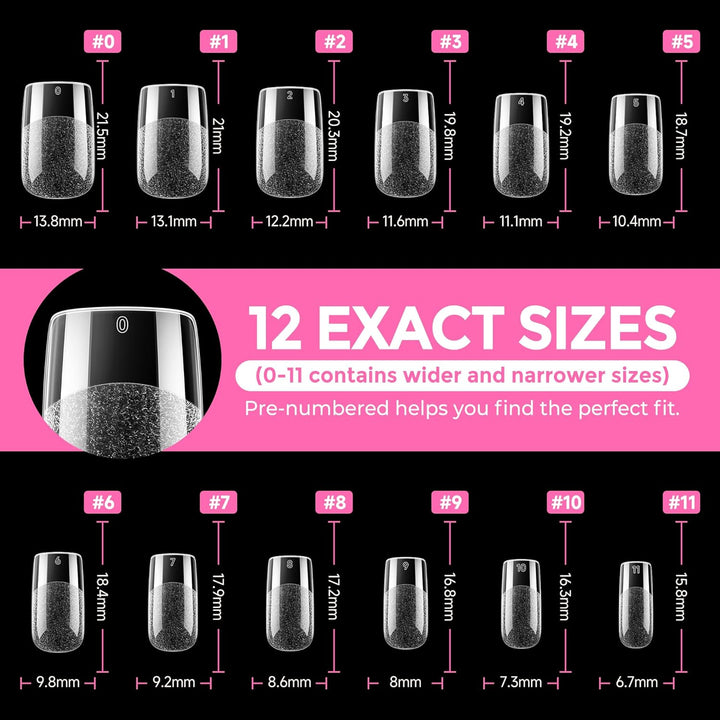 XXL Square Gel Nail Tips | 120 PCS Extra Long | No C Curve | DIY Home Use