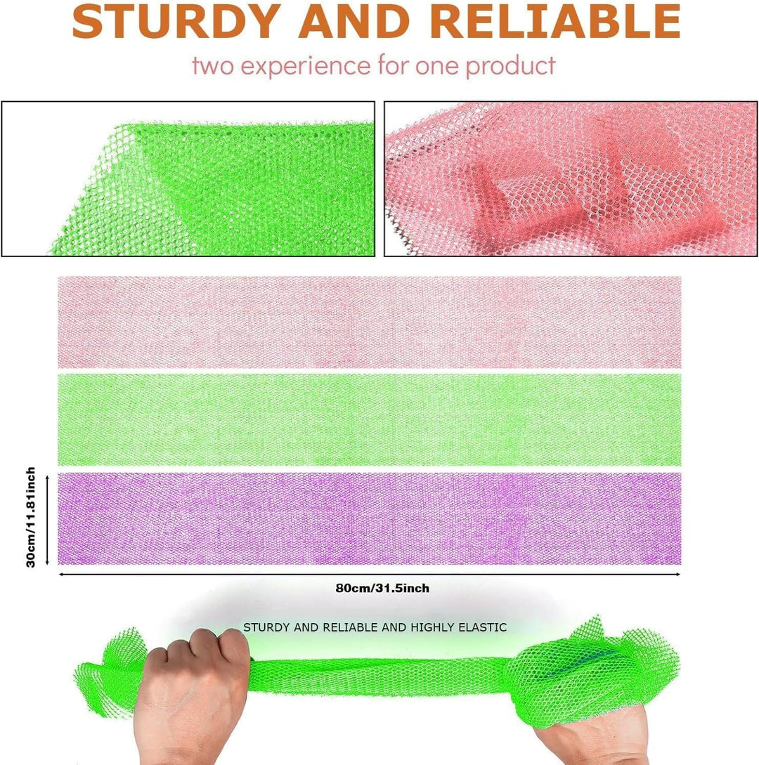 3-Piece African Exfoliating Shower Set | Bright Colors for Smooth Skin