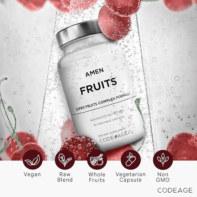 Amen Fruits, Daily Fruits Vitamins Supplements, Over 20 Whole Fruit Extracts - Raw Multivitamin, Berries, Antioxidant Polyphenols Superfood & Flavonoids - Non-GMO - 90 Capsules