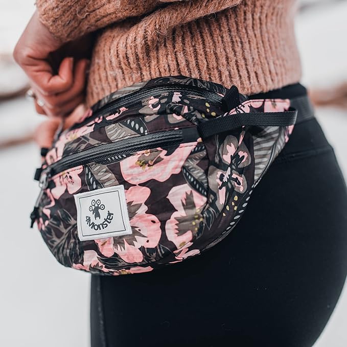 4Monster Hiking Waist Packs Portable,Water Resistant Fanny Bag with Adjustable Strap,Lightweight Crossbody Chest Bag Slim Bag