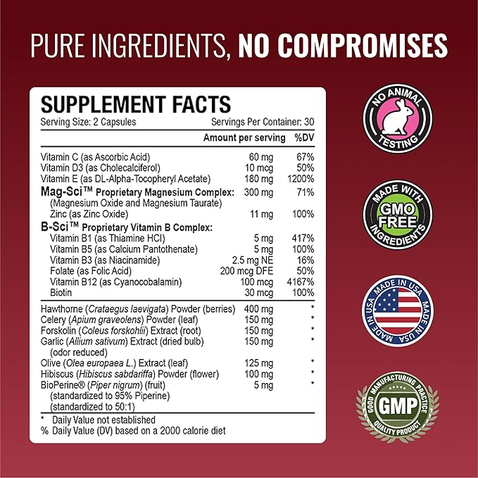 Approved Science Bloodsyl - Supports Blood Flow - Hawthorn Berry, Magnesium, BioPerine - Vegan - 60 Capsules - Pack of 1