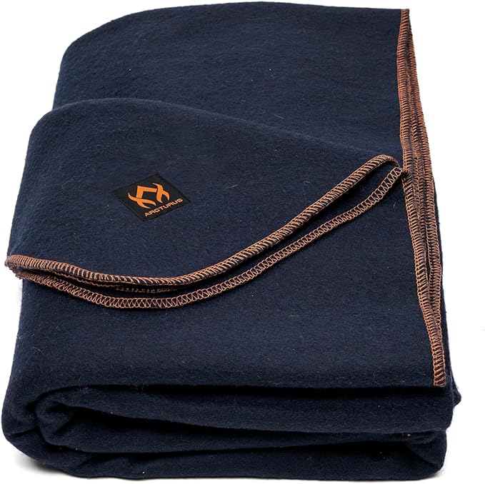 Arcturus Military Wool Blanket - Warm, Thick, Washable - Great for Outdoors, Camping, Stadium Blanket, Picnics, Travel - Car & Bushcraft Survival Kits, Large 64in x 88in 4.5 lb