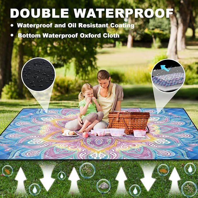 Picnic Blankets 80x80 Beachy Blanket Excersize Yogamat with Bag Womens Mens Travel Kit Camping Needs RV Decorations Long Car Road Trips Organizers Vacation Storage Gifts for Toddlers Friends