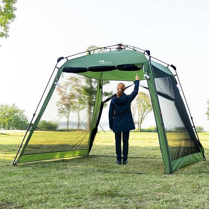8.2'x8.2' Pop Up Canopy, 2025 Upgraded Outdoor Screen House Tent, Portable Folding Instant Camping Canopy, Easy Set-up Canopy -Olive Green