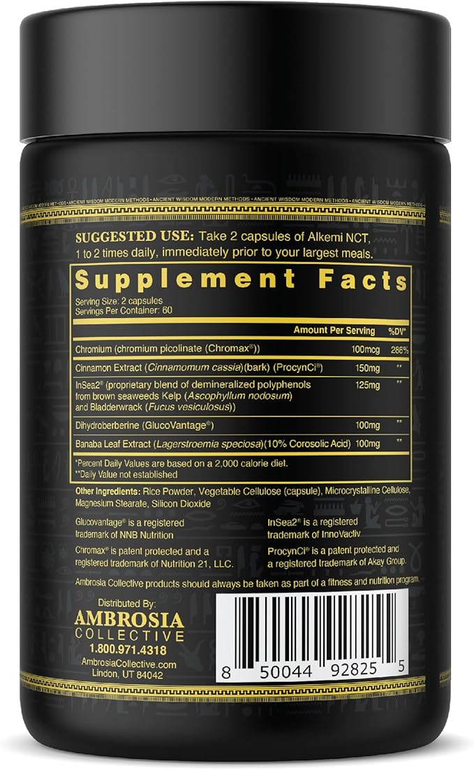 Alkemi NCT® - Support Agent with Berberine, ProCynCi® Cinnamon Extract, Chromium Picolinate, InSea2®, and GlucoVantage