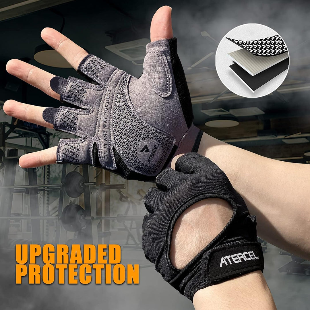 ATERCEL Weight Lifting Gloves Full Palm Protection, Workout Gloves for Gym, Cycling, Exercise, Breathable, Super Lightweight for Men and Women(Gray, S)