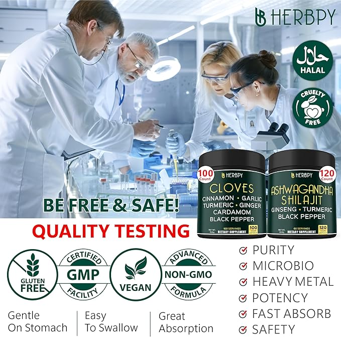 Bundle 7in1 Cloves Supplement and 5in1 Ashwagandha Shilajit - Supports Immune, Digestive Health, Relaxation, and Heart Health