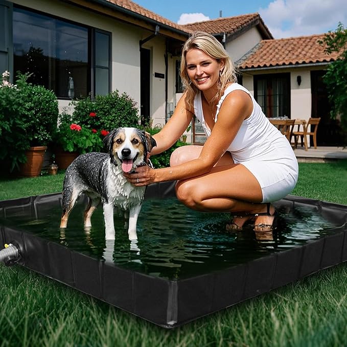 41"x41"x5" Portable Shower Pan Camping Shower Base Collapsible Temporary Shower Stall with Drain Hose Durable Foldable Basin for RV Outdoor Bathing Pets Tent Indoor Outdoor Use