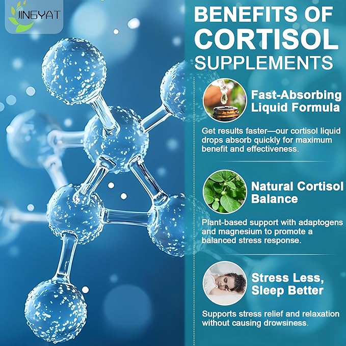 Cortisol Supplements for Women,19-in-1 Cortisol Supplement Liquid Drops w/Magnesium,L-Theanine,Ashwagandha,Omega-3, High Absorption Hormone Balanced for Women Drops - Sleep Focus Mood, Non-GMO