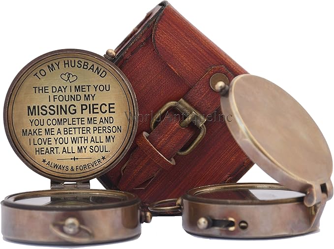 Engraved Compass, Gift for Husband,Anniversary,Wedding Gift for Him, Long Distance Boyfriend Gift, Fiance Gift I Miss You Long Distance Relationship Gift Boyfriend Gift