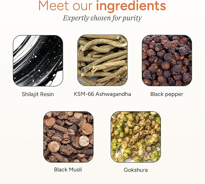 4000 mg Pure Himalayan Shilajit Gummies I No Added Sugar I KSM-66 Ashwagandha, Gokshura| 75%+ Fulvic Acid & 85+ Trace Minerals I Men,Women I Non-GMO I Lab Tested I 100% Natural I 120 Pouch