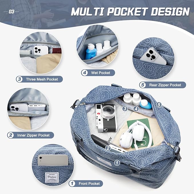 Travel Duffel Bag,Sports Tote Gym Bag,Shoulder Weekender Overnight Bag for Women