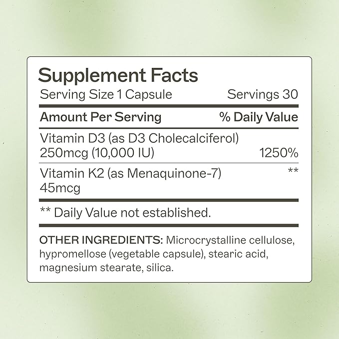 Amy Myers MD Vitamin D3 K2 10000 IU - Vitamin K2 MK-7 45 Mcg - Supports Immune Function, Energy Levels & Positive Mood - for Calcium Absorption, Bone & Heart Health - Non-GMO 30 Caps