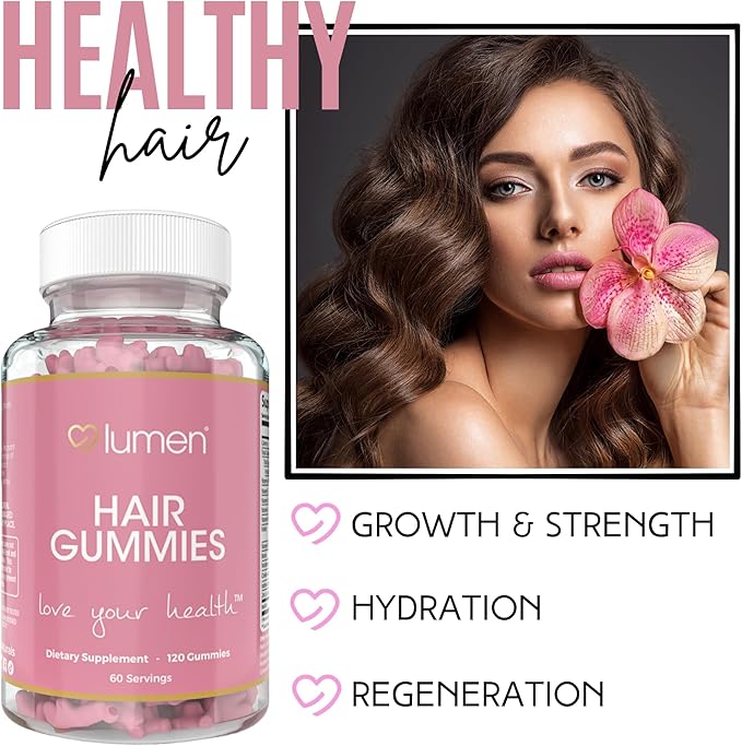 Hair Gummies for Women – with Biotin, Folate, Vitamins A, C, D & E – 120 Gummies – 60 Servings – Delicious, Non-GMO, Gluten-Free Formula (120 Count (Pack of 1))