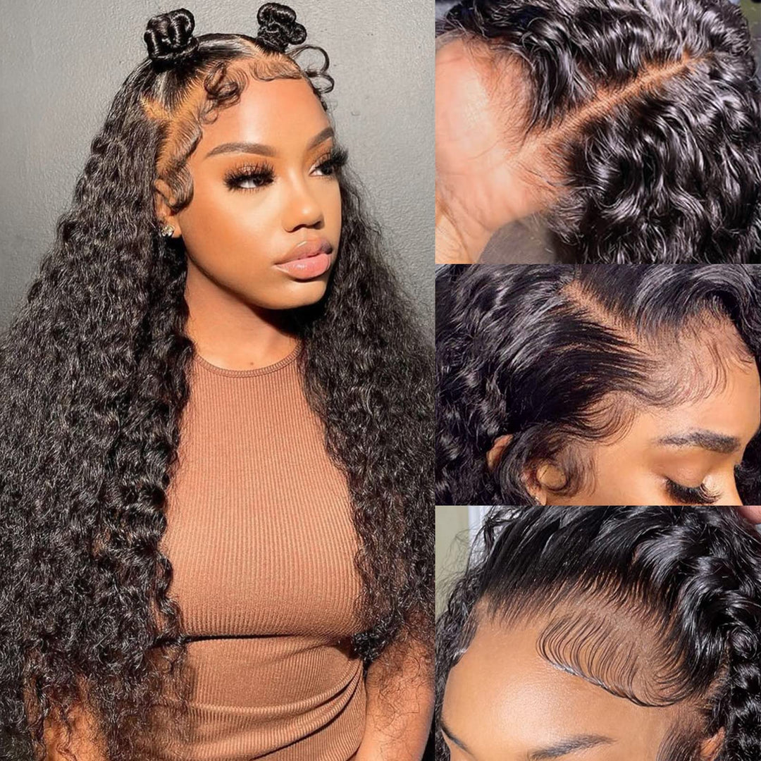Aisi Deep Wave Lace Front Wigs Human Hair 180% Density 13X4 Wet And Wavy Lace Front Wigs Human Hair Hd Lace Glueless Wigs For Bl