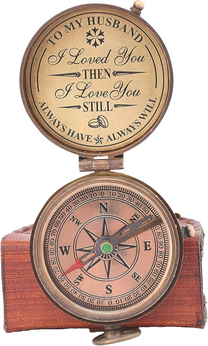 Engraved Compass, Gift for Husband,Anniversary,Wedding Gift for Him, Long Distance Boyfriend Gift, Fiance Gift I Miss You Long Distance Relationship Gift Boyfriend Gift