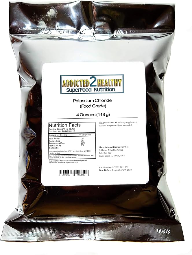 Potassium Chloride Granules (Food Grade) 4 Ounce - by Addicted 2 Healthy