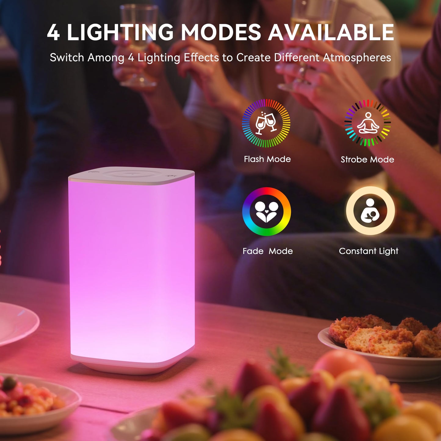 Auxmir Night Light, 4000mAh Rechargeable LED Table Lamp, Touch Bedside Lamp with RGB Colors, Dimmable Brightness, Remote Control, Portable Light for Children, Kids, Bedroom, Living Room, Camping