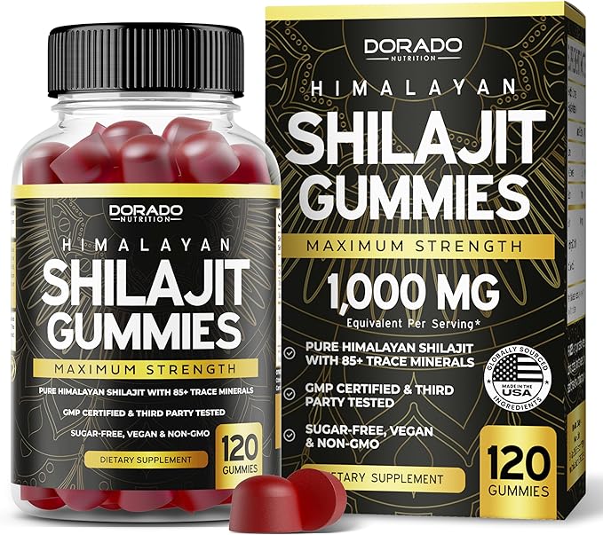 Shilajit Gummies (Pure Himalayan Shilajit for Men & Women Gold Grade with 85+ Trace Minerals with Fulvic Acid) - Energy & Immunity Support - Third Party Tested, Vegan Safe - (120 Gummies)