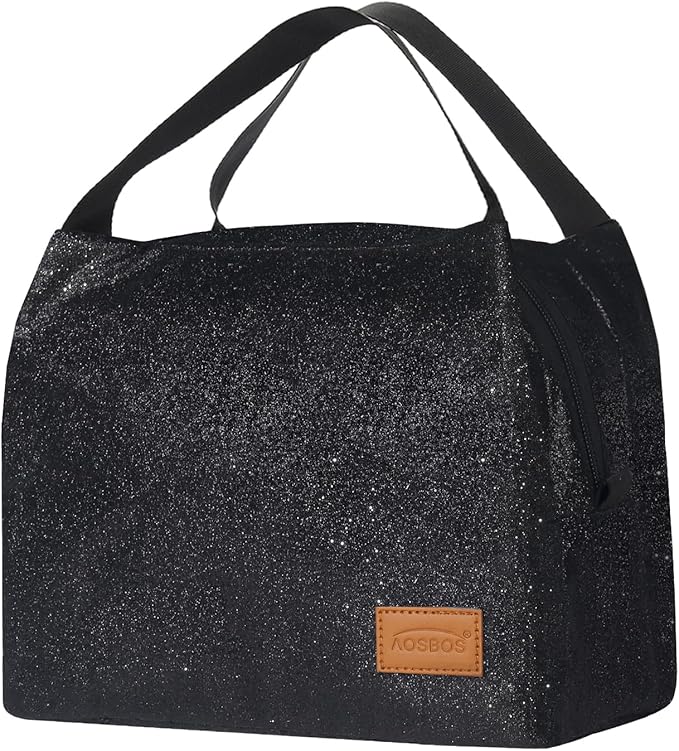 Aosbos Lunch Bag Women Insulated Lunch Box for Women Lunch Tote for Adult Lunch Cooler Bag Lunchbox for Work Office Picnic, Night Black