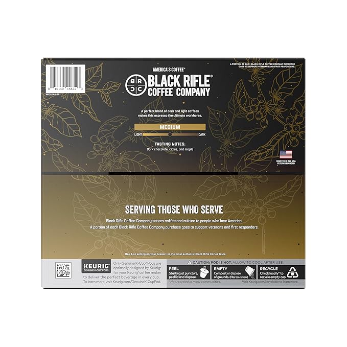 Black Rifle Coffee Company AK Espresso, Medium Roast K Cups, 50 Single Serve Coffee Pods