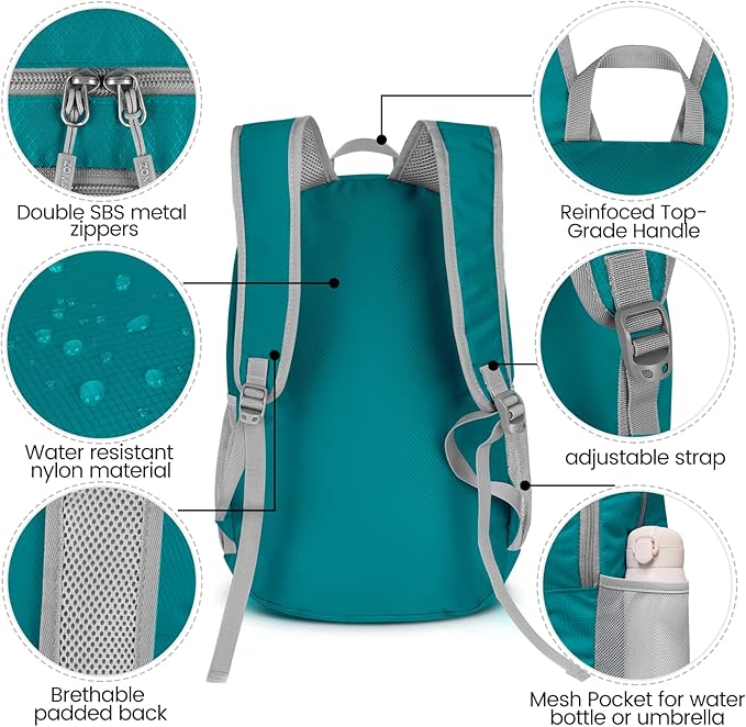 ZOMAKE Lightweight Packable Backpack 28L, Foldable Backpacks Water Resistant Collapsible Day Bag Light Daypack for Hiking