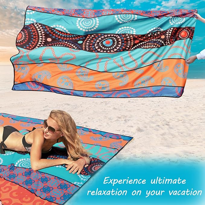 AISPARKY Beach Blanket Waterproof Sandproof, Oversized Large Beach Mat 79" X 83"/120"x108" for 1-8 Adults, Quick Drying&Compact&Lightweight, Picnic Mat Vacation Essentials for Beach Camping Travel